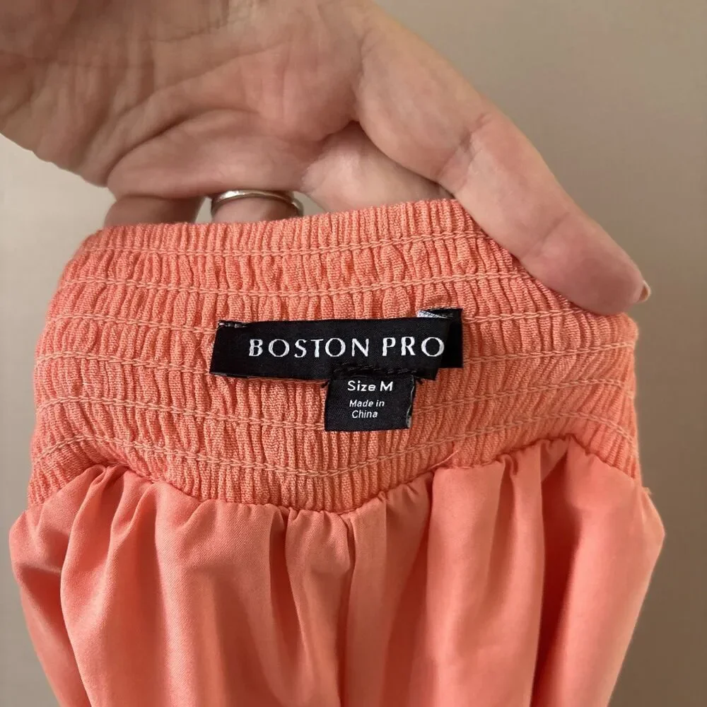 Boston Proper Women’s M Orange Linen Skort Lightweight Summer Casual